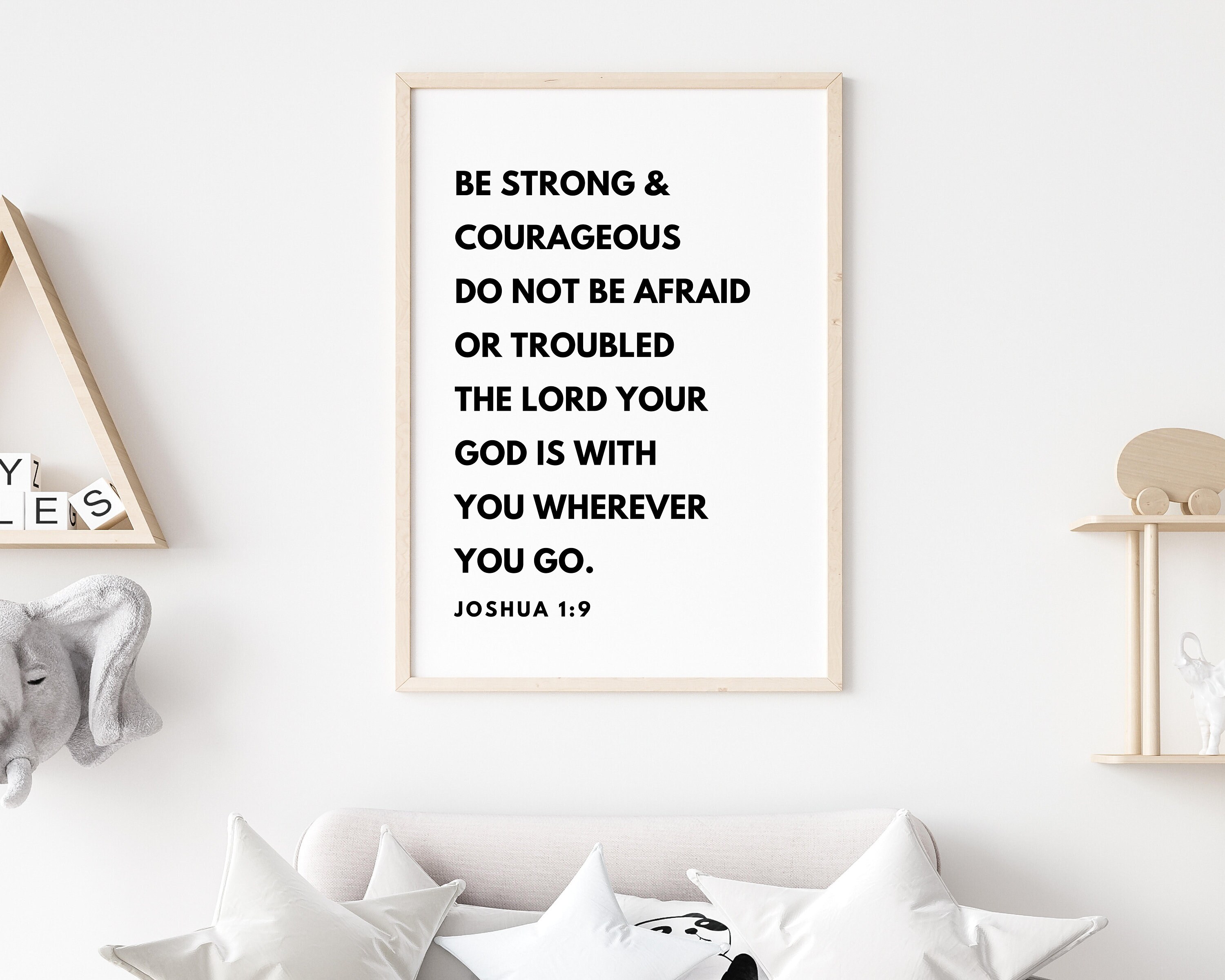 Jozua 19 Print Wees sterk en moedig Bijbelvers Citaat Boy Jozua 19 Print Wees sterk en moedig Bijbelvers Citaat Boy
