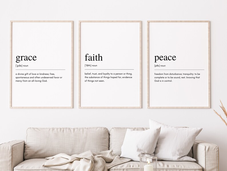 Grace Definition Printable Art Grace Quote Living Room Wall Etsy
