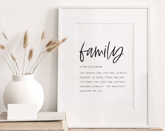 Familie Definition Druckbare Kunst, Familie Zitat Druck, Wohnzimmer Wandkunst, Eingang Dekor, Familie Wand Kunstdruck