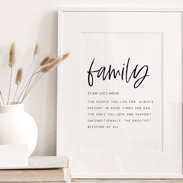 Family Definition Printable Art, Family Quote Print, Living Room Wall Art, Entryway Décor, Family Wall Art Print