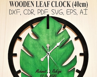 Wooden Leaf Clock Vector