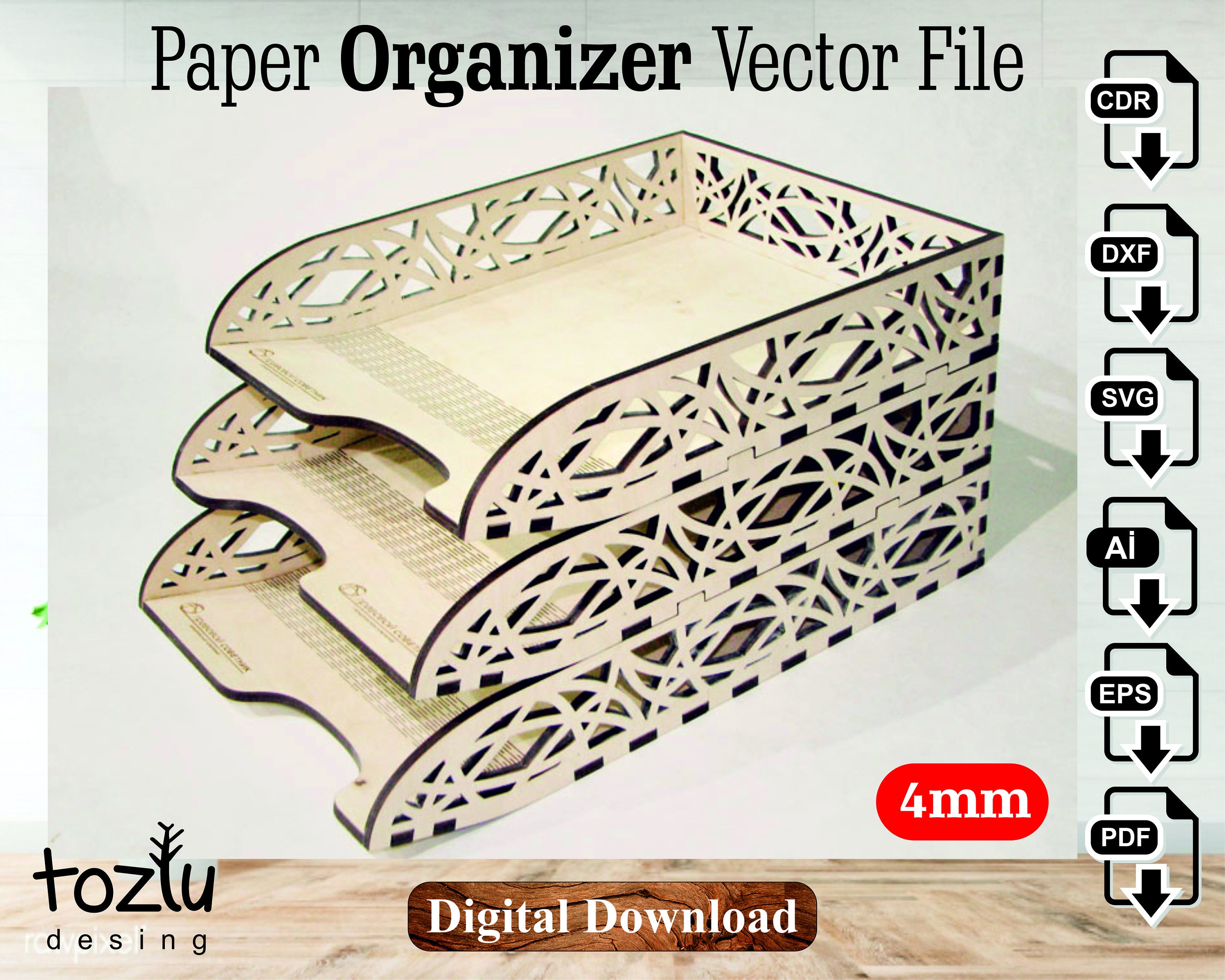 Papier Organizer Laser Cut Vektordatei Download