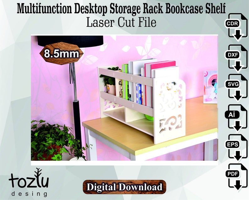 Laser Cut Multifunction Desktop Storage Rack Bookcase Shelf - Etsy