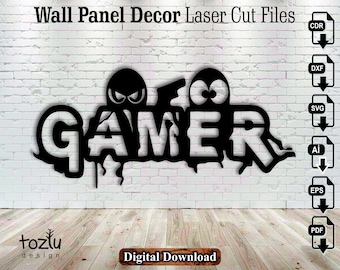 Wall Panel Gamer Svg Wall Decor Game Cnc files DXF, CDR, SVG, dxf files for cnc, laser cut files, vector files