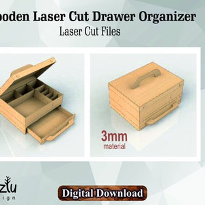 Laser Cut Svg Wooden Drawer Organizer Vector File dxf cdr