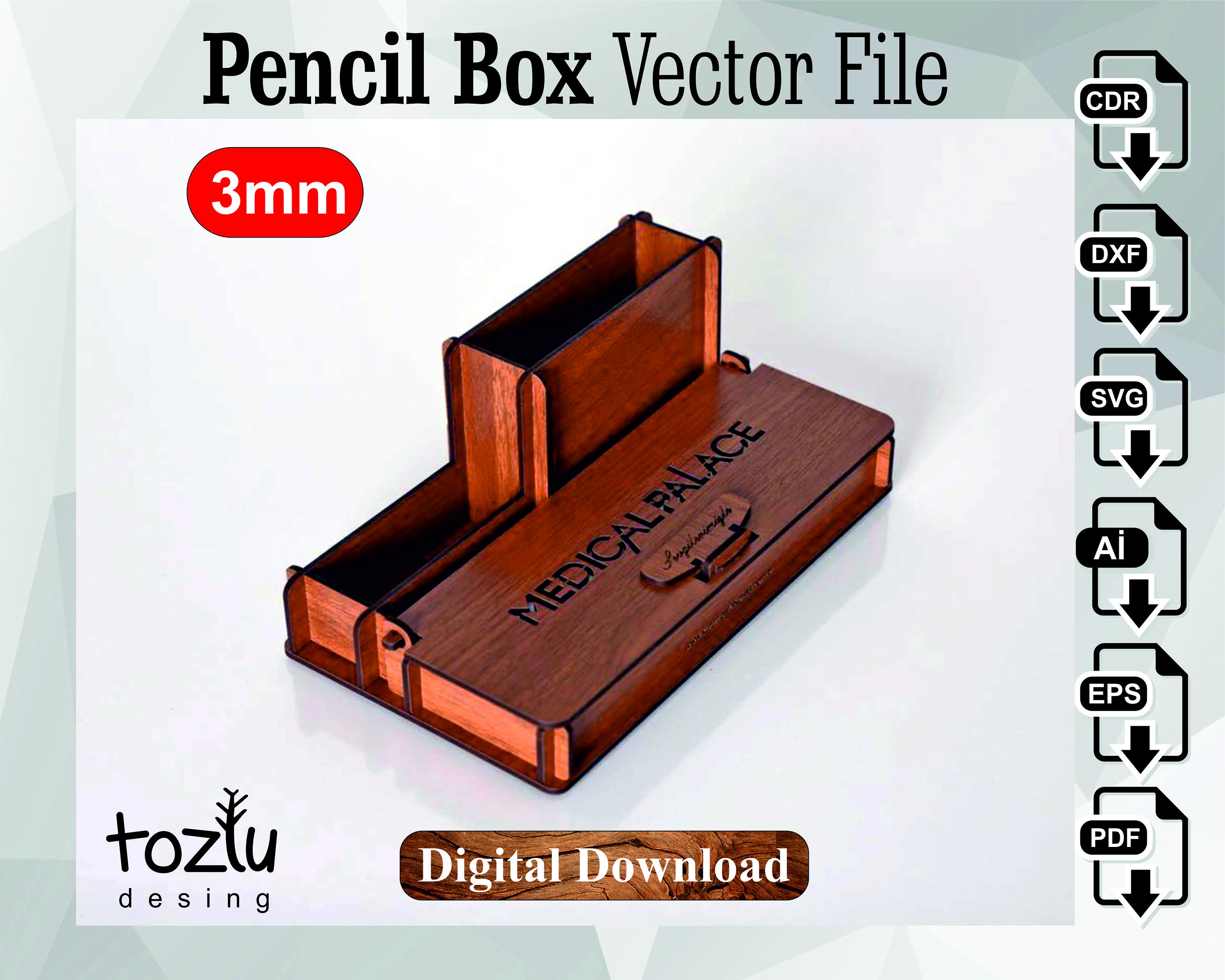 Wooden Makeup Organizer Box Laser Cut Drawer Cosmetics Storage Vector File  Svg Cdr Dxf 