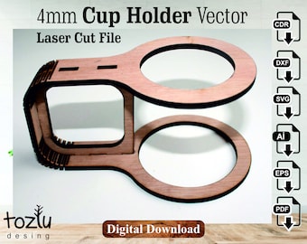 4mm Mdf Cup Holder Laser Cut Vector File