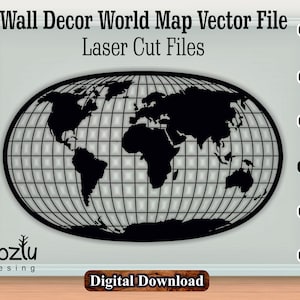 Corte a laser Desing Mapa do mundo Arquivo vetorial Mapa do mundo de madeira Svg Cdr Dxf