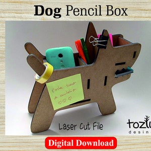 Dog Pencil Box Laser Cut Vector
