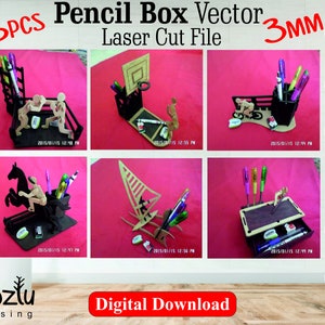 6pcs Pencil Box Laser Cut Vector Svg
