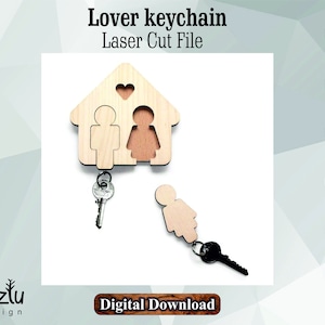 Laser cut wooden key chain vector file svg dxf cdr