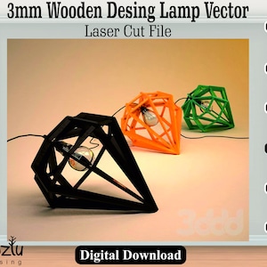 Laser Cut Wooden Desing Lamp Vector File 3mm Cdr Svg Dxf