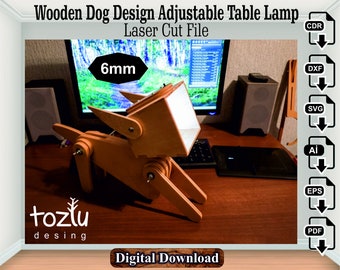 Minimalist Laser Cut Wooden Dog Lamp Vector File Svg Cdr Dxf