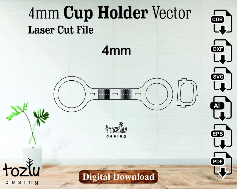 4mm Mdf Cup Holder Laser Cut Vector File Etsy