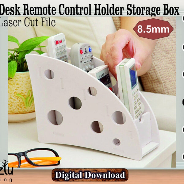 Laser Cut Desk Remote Control Holder Storage Box Vector File Svg Cdr Dxf