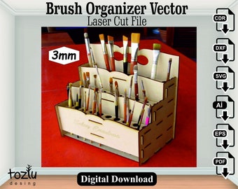 Laser Cut Brush Organizer Vector File Cdr Svg Dxf