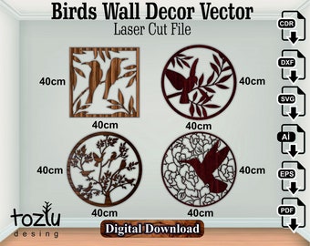 Laser Cut Birds Wall Decor Vector File Svg Dxf Cdr
