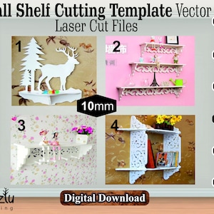 Laser Cut 4 pcs Wall Shelf Cutting Template Vector File Svg Cdr Dxf