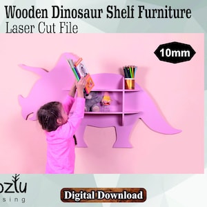 Laser Cut Dinosaur Shelf Furniture Vector File Svg Cdr Dxf