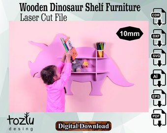 Laser Cut Dinosaur Shelf Furniture Vector File Svg Cdr Dxf