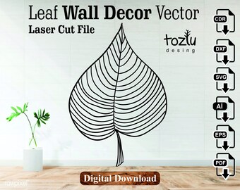 Fichier vectoriel de décoration murale en forme de feuille découpé au laser