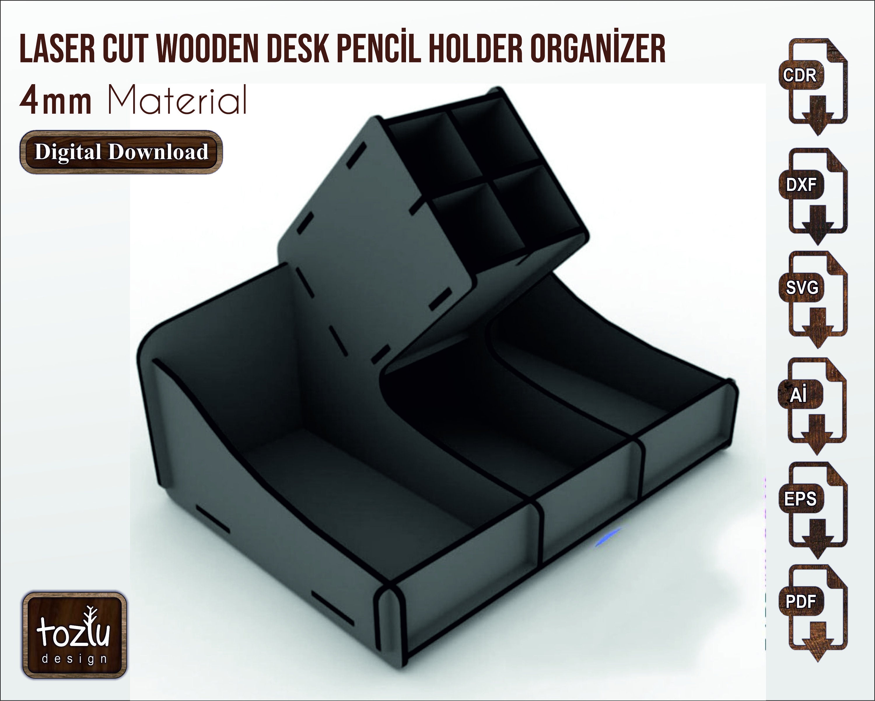 Laser Cut City Desk Organizer Model Storage Rack Pen Holder and