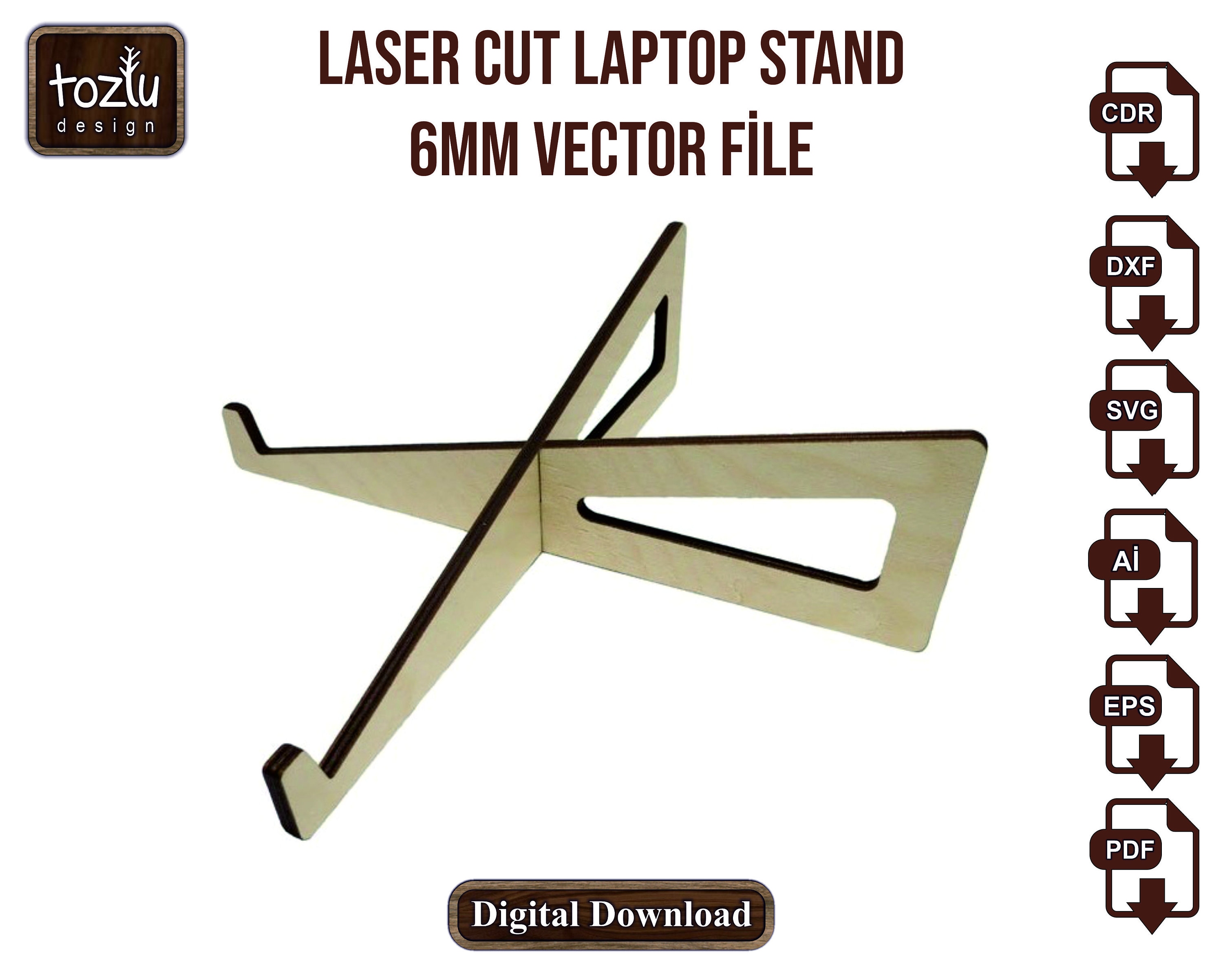 Laser Cut Laptop Stand Apple Mac Stand 6mm Svg Dxf Etsy