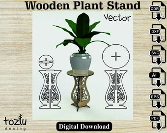 Laser Cut Wooden Flower Pot Stands Model Home Craft Furniture Vector 3 ...