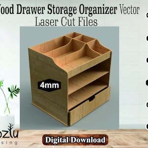 Laser Cut Wood Drawer Storage Organizer Vector File Svg Cdr Dxf