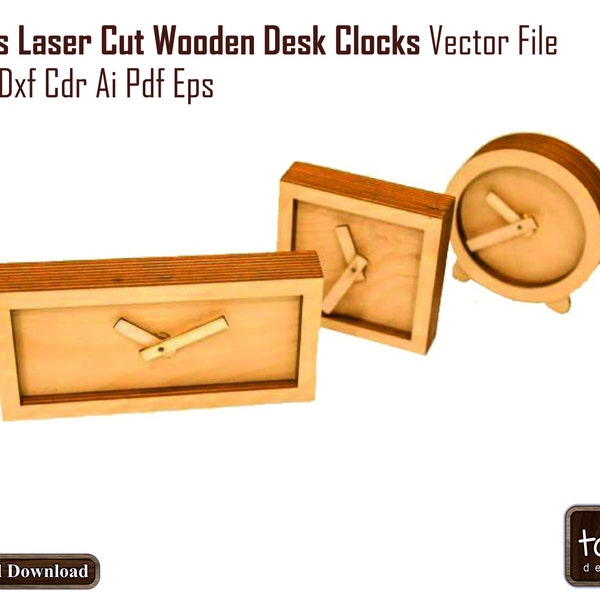 Laser Cut Wooden Wall Clock, Glowforge Clock, Cricut Clock, Svg Dxf Pdf Ai Cdr Vector File Digital INSTANT DOWNLOAD