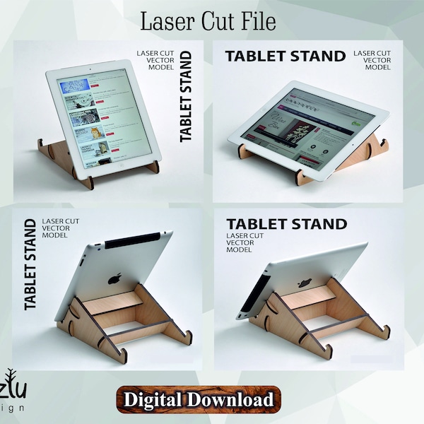 Laser Cut Svg Wooden Tablet Stand Vector File dxf cdr svg