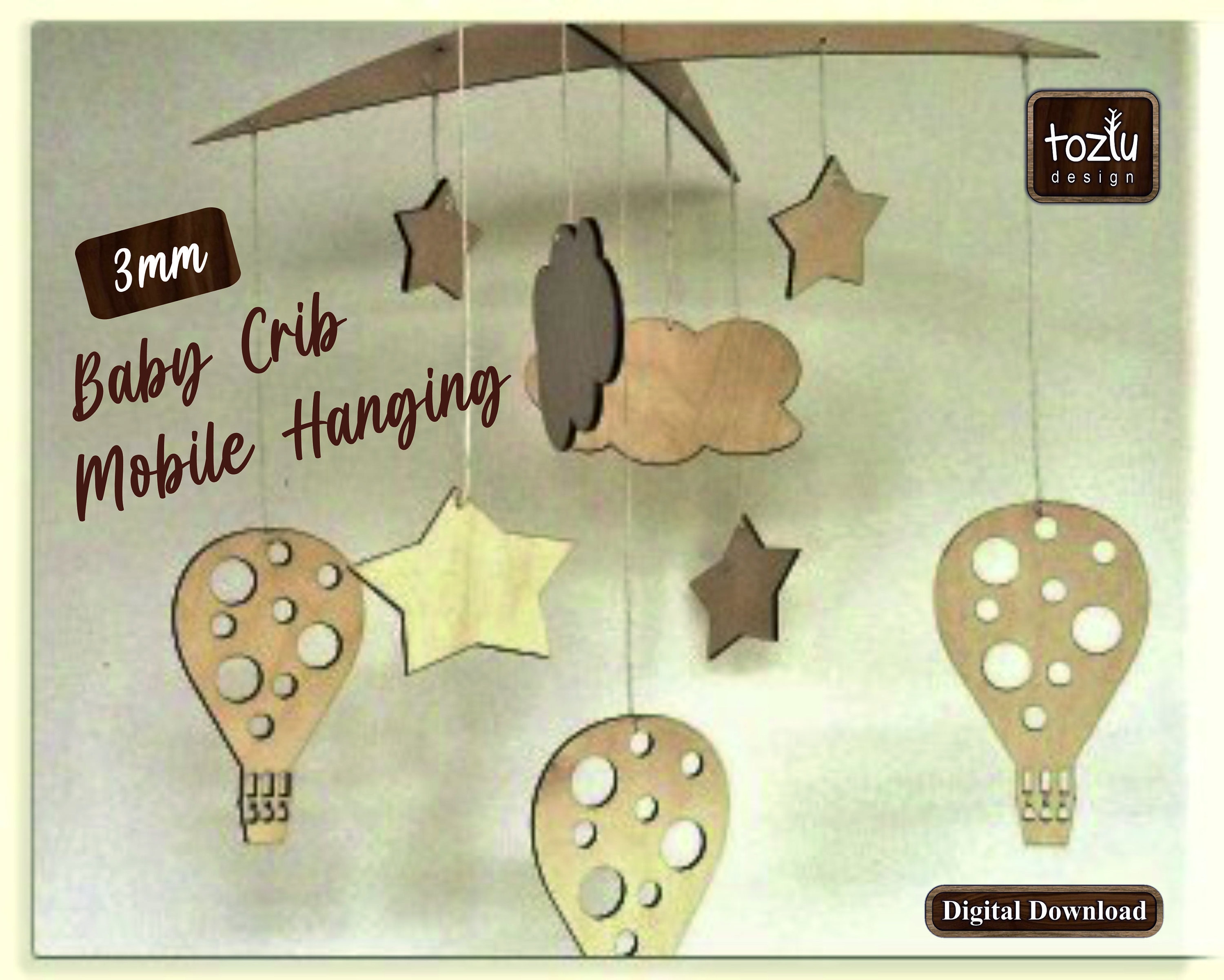 Baby Crib Mobile Hanging Decor Vector Pattern Vector Etsy