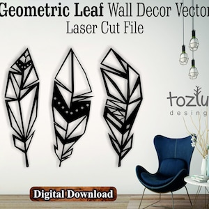 Laser geschnitten Geometrisches Blatt Wand Dekor Wand Kunst Desing svg Cdr Dxf