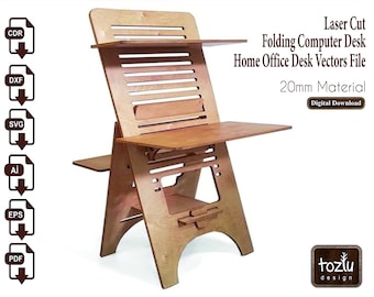 Laser Cut Folding Computer Desk Vector File (Digital Download)