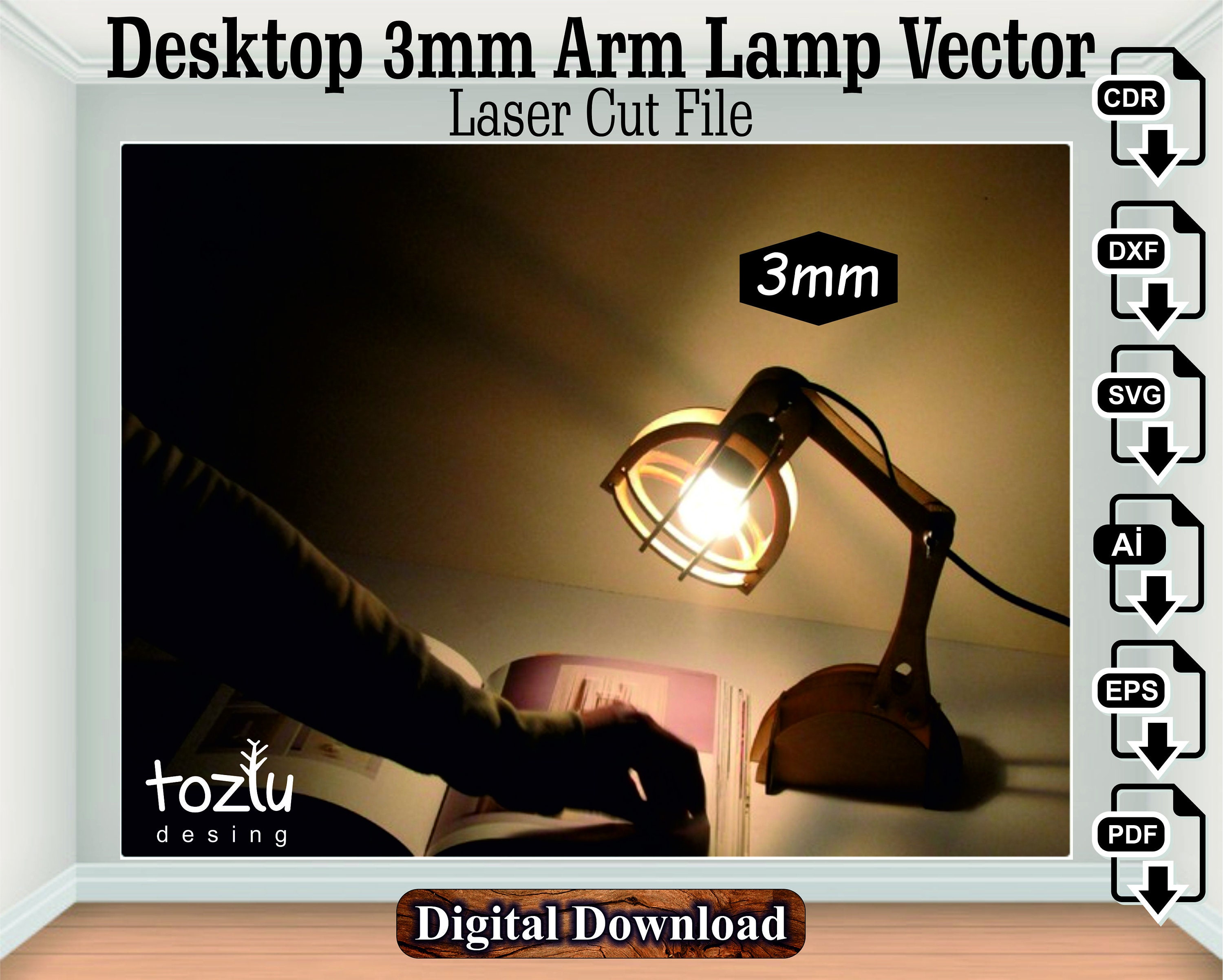 Laser Cut Arm Lamp Desing Vector File Svg Cdr Dxf - Etsy