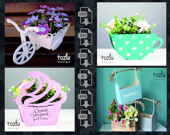 Caja para cupcakes con diseño floral cortada con láser, archivos vectoriales (descarga digital)