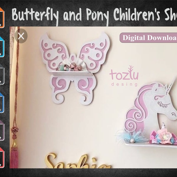 Butterfly and pony children's shelf