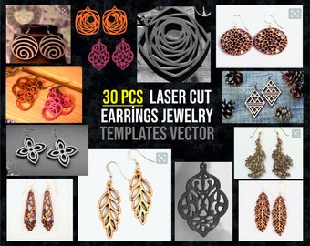 Laser Cut Earrings Jewelry Templates, Wooden Earring, Earring Vector, Glowforge Svg Dxf Pdf Ai Cdr Vector File Digital INSTANT DOWNLOAD