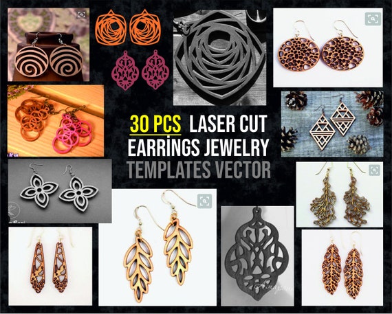Laser Cut Earrings Jewelry Templates, Wooden Earring, Earring