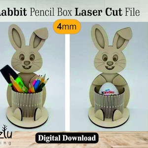 Rabbit Pencil Box Laser Cut Vector File (4mm) Svg Cdr Dxf