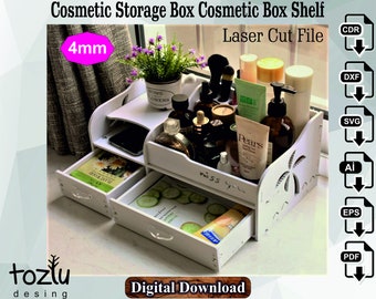 Laser Cut Cosmetic Storage Box Cosmetic Box Shelf Vector File Svg Cdr Dxf