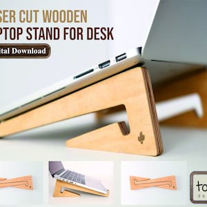 Adjustable Wood Laptop Stand - Natural • Höfina