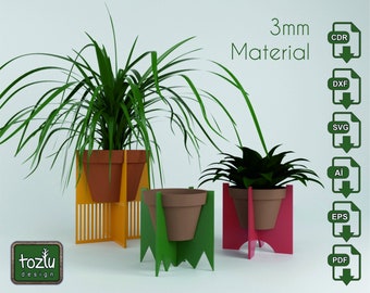 Laser Cut Wooden Plant Stand, Glowforge Vector File (Digital Download)