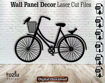 Bicycle Wall Decor, Laser Cut Files, CNC, SVG, DXF (Digital Download)