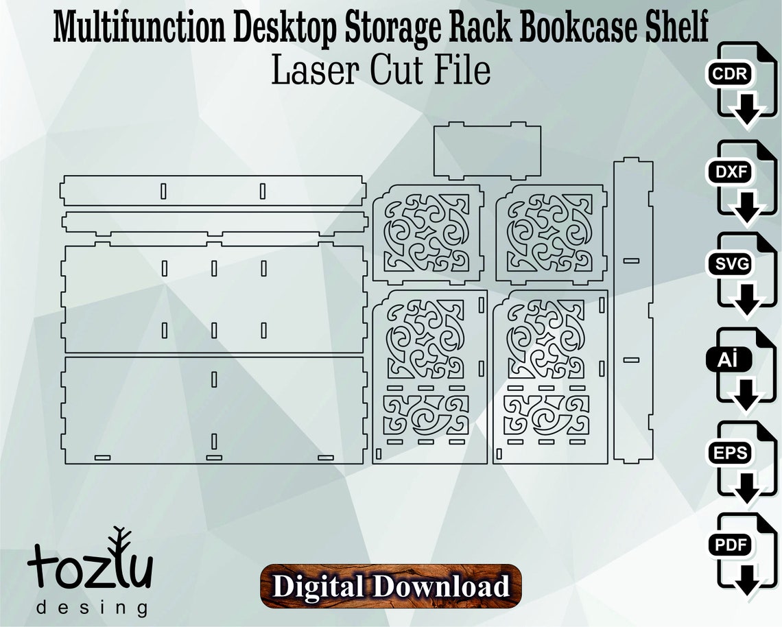 Laser Cut Multifunction Desktop Storage Rack Bookcase Shelf - Etsy