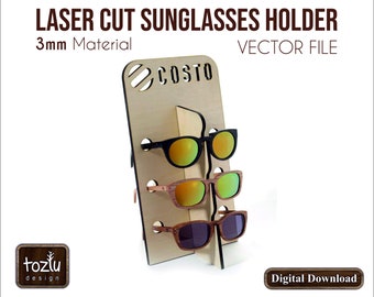 Soporte para gafas de sol cortado con láser, archivos vectoriales (descarga digital)