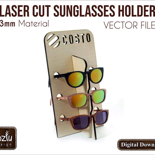 Laser Cut Sunglasses Holder Glowforge Svg Dxf Pdf Ai Cdr Vector File Digital INSTANT DOWNLOAD