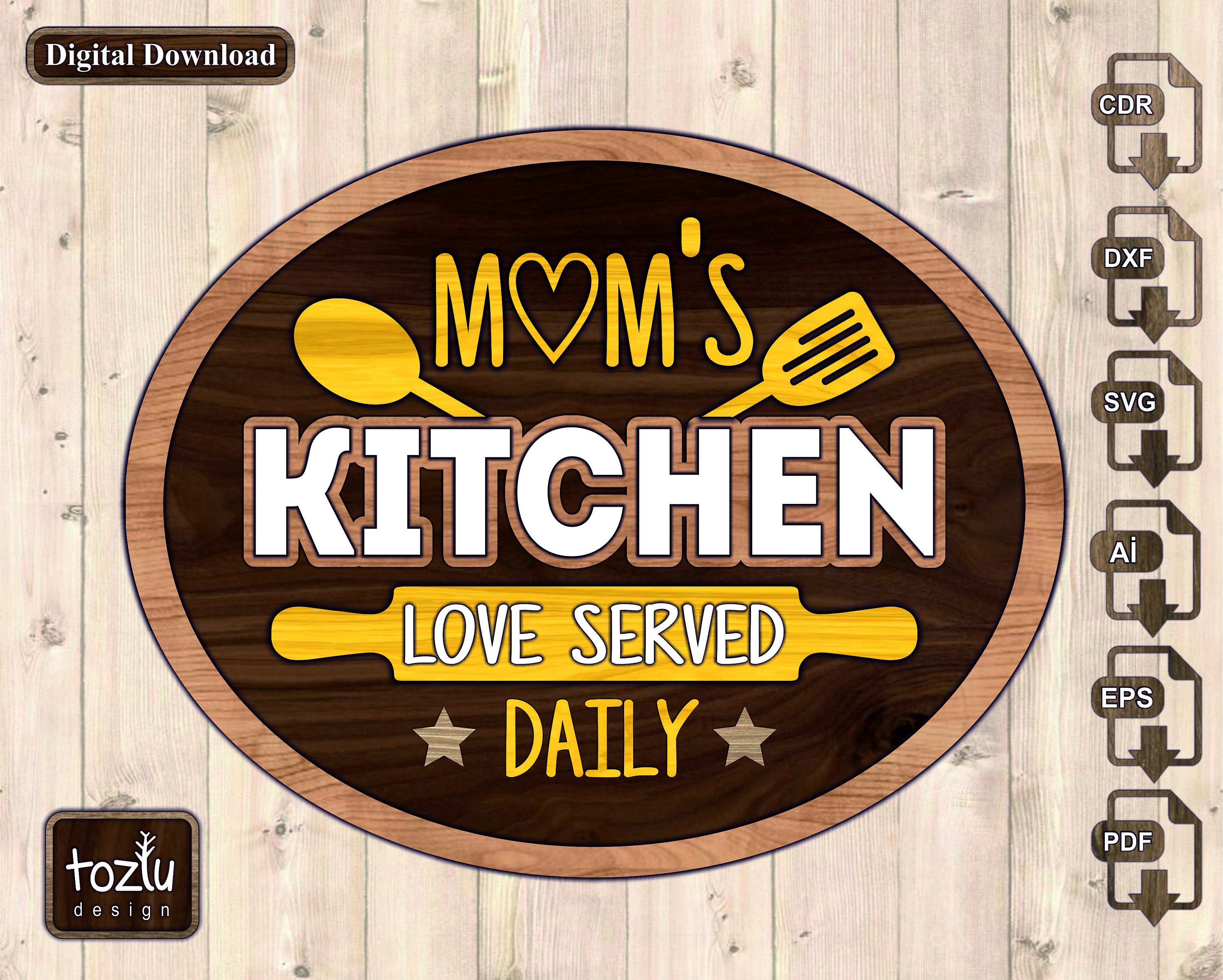Moms Kitchen Wall Decor Mom's Gift Svg Dxf Cdr Pdf Ai Etsy