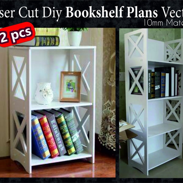 Laser Cut Diy Bookshelf Plans Free Vector Glowforge Svg Dxf Pdf Ai Cdr Vector File Digital INSTANT DOWNLOAD