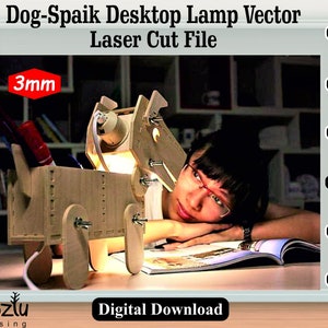 Laser Cut Wooden dog spaik lamp Vector File Svg Cdr Dxf